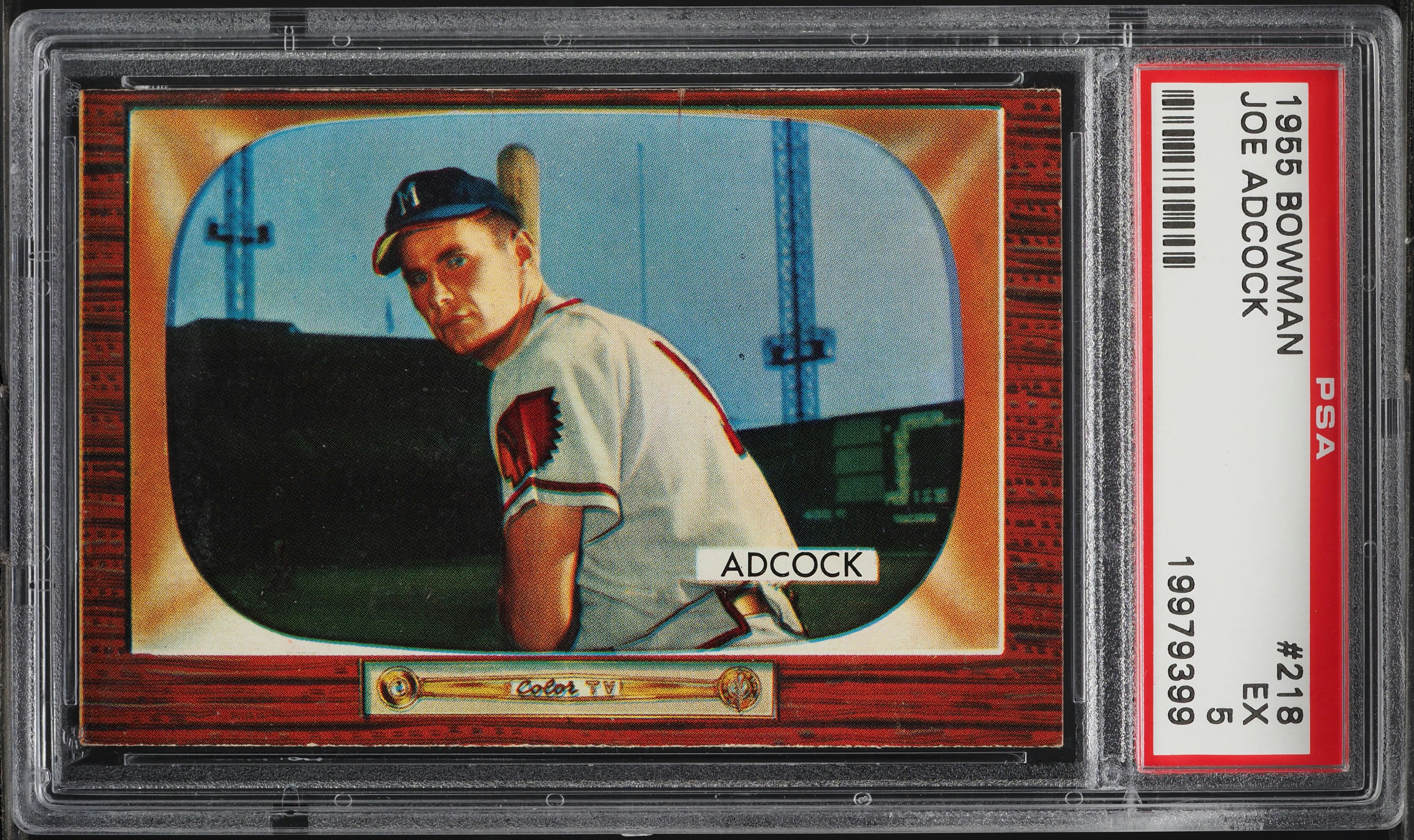 1955 Bowman SETBREAK Joe Adcock #218 PSA 5 EX