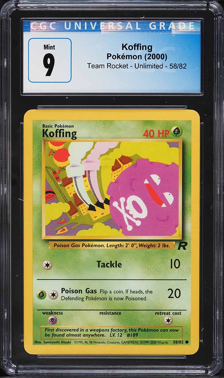 2000 Pokemon Team Rocket Koffing #58 CGC 9 MINT
