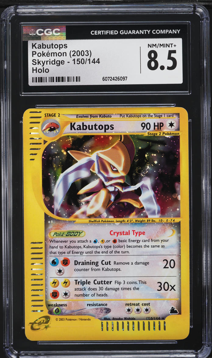 2003 Pokemon Skyridge Holo Crystal Kabutops #150 CGC 8.5 NM-MT+