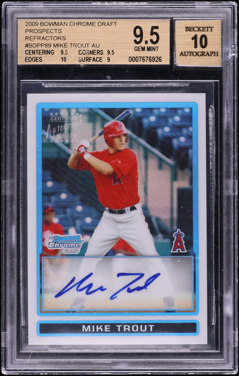 2009 Bowman Chrome Refractor Mike Trout ROOKIE AUTO /500 #BDPP89 BGS 9.5 GEM