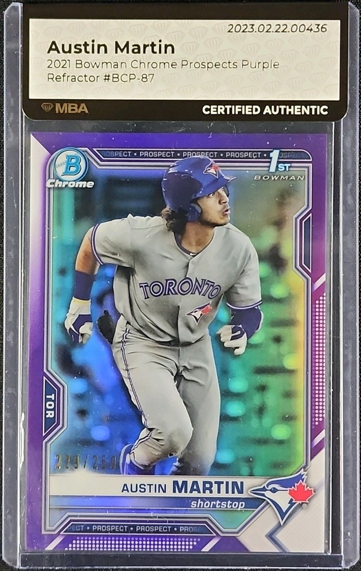 2021 Bowman Chrome Purple Refractor Austin Martin ROOKIE /250 #BCP-87 MBA AUTH