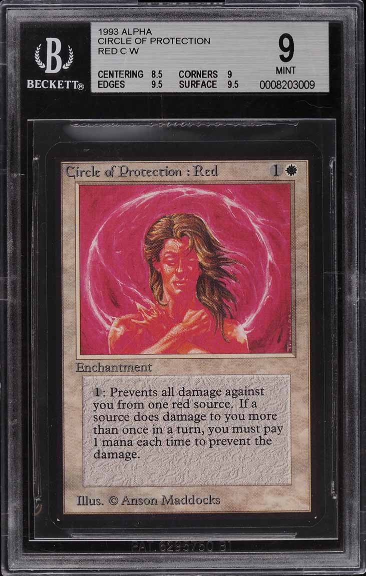 1993 Magic The Gathering MTG Alpha Circle Of Protection Red C W BGS 9 MINT