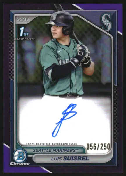 2024 Bowman Chrome Chrome Autographs Purple #CPA-LS Luis Suisbel RC Auto /250