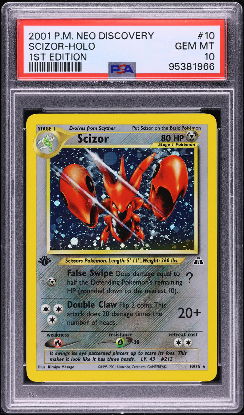 2001 Pokemon Neo Discovery 1st Edition Holo Scizor #10 PSA 10 GEM MINT