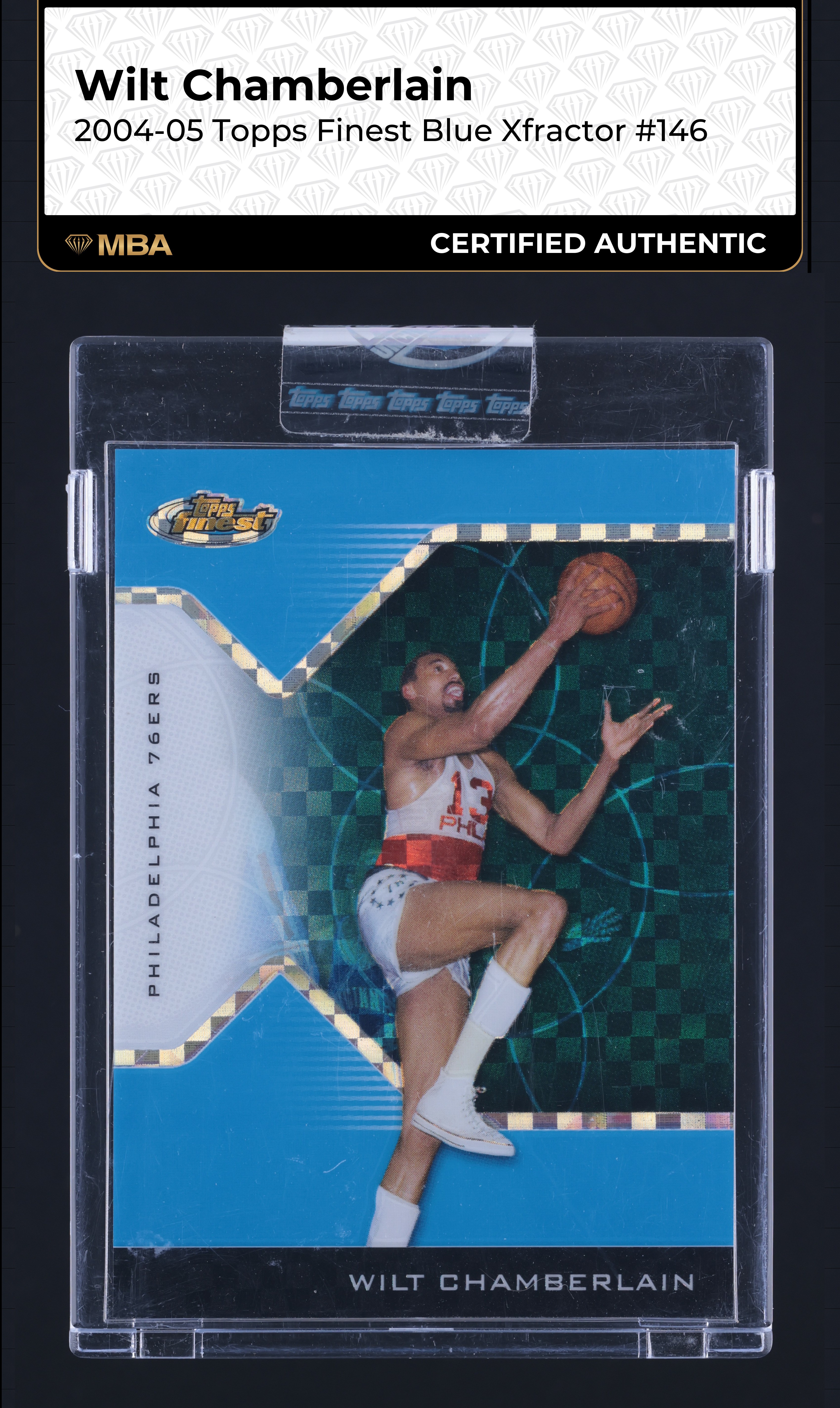 2004 Finest Blue Xfractor Wilt Chamberlain /25 #146 MBA AUTH