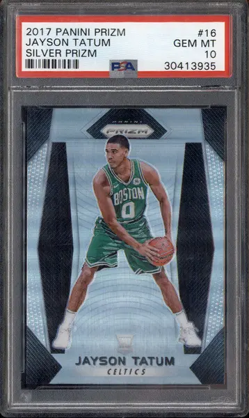 2017-18 Panini Prizm Prizms Silver #16 Jayson Tatum RC PSA 10