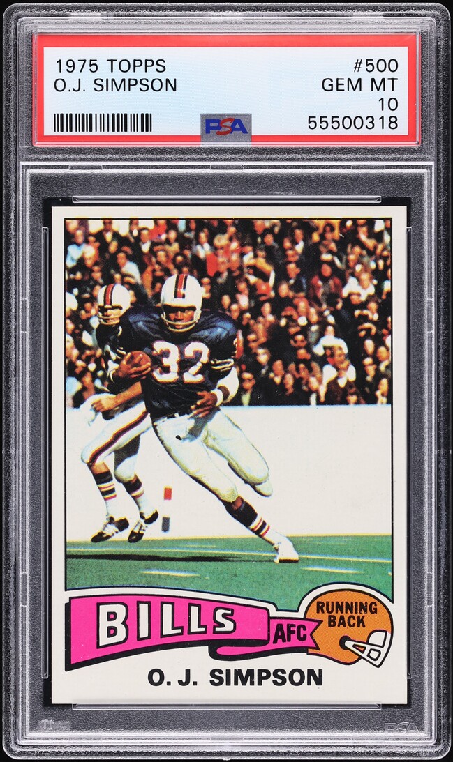 1975 Topps Football O.J. Simpson #500 PSA 10 GEM MINT