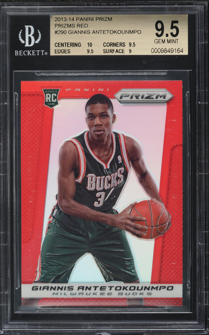 2013 Panini Prizm Red Giannis Antetokounmpo ROOKIE #290 BGS 9.5 GEM MINT