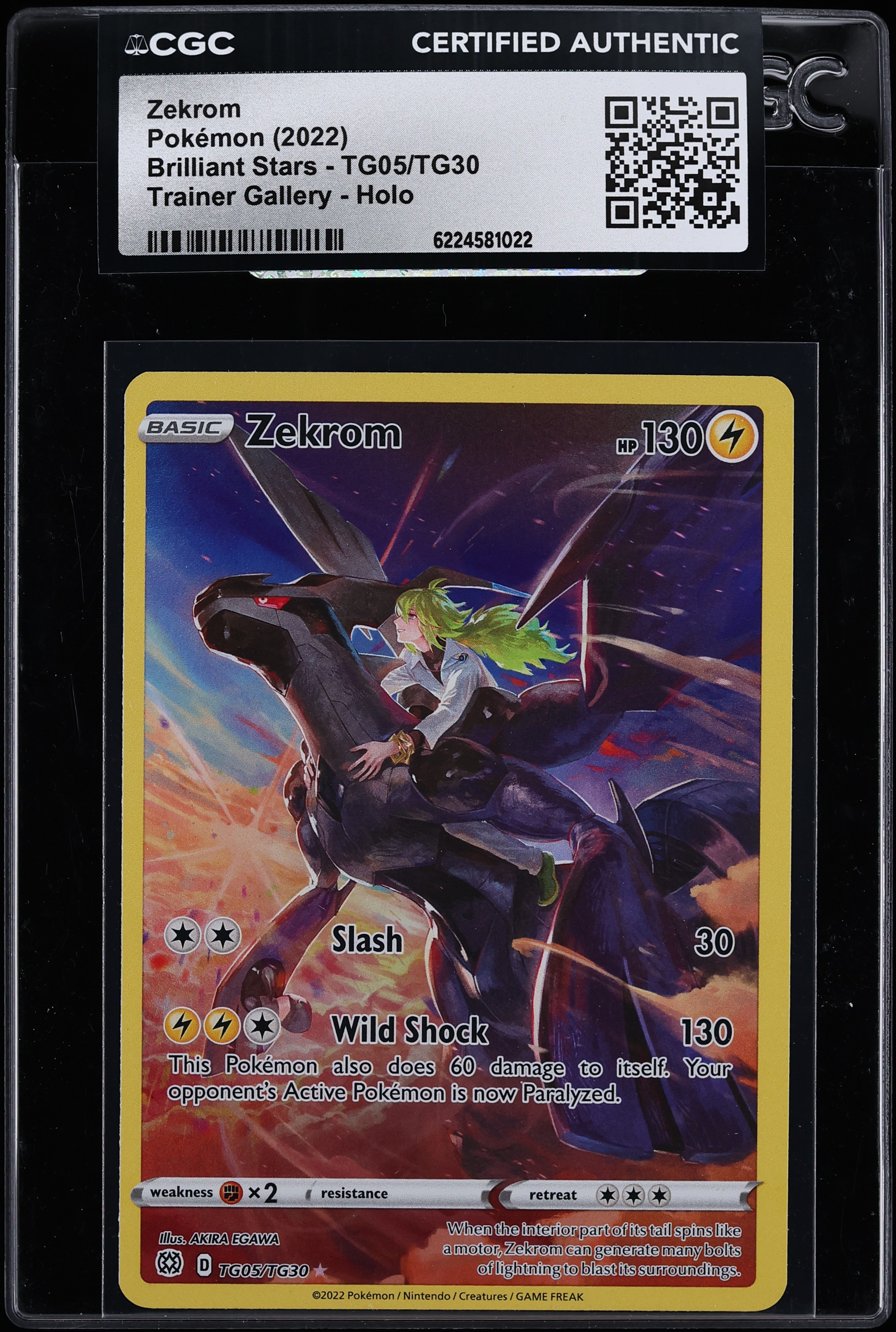 2022 Pokemon Sword & Shield Brilliant Stars Trainer Gallery CHR Zekrom #TG05 CGC AUTH