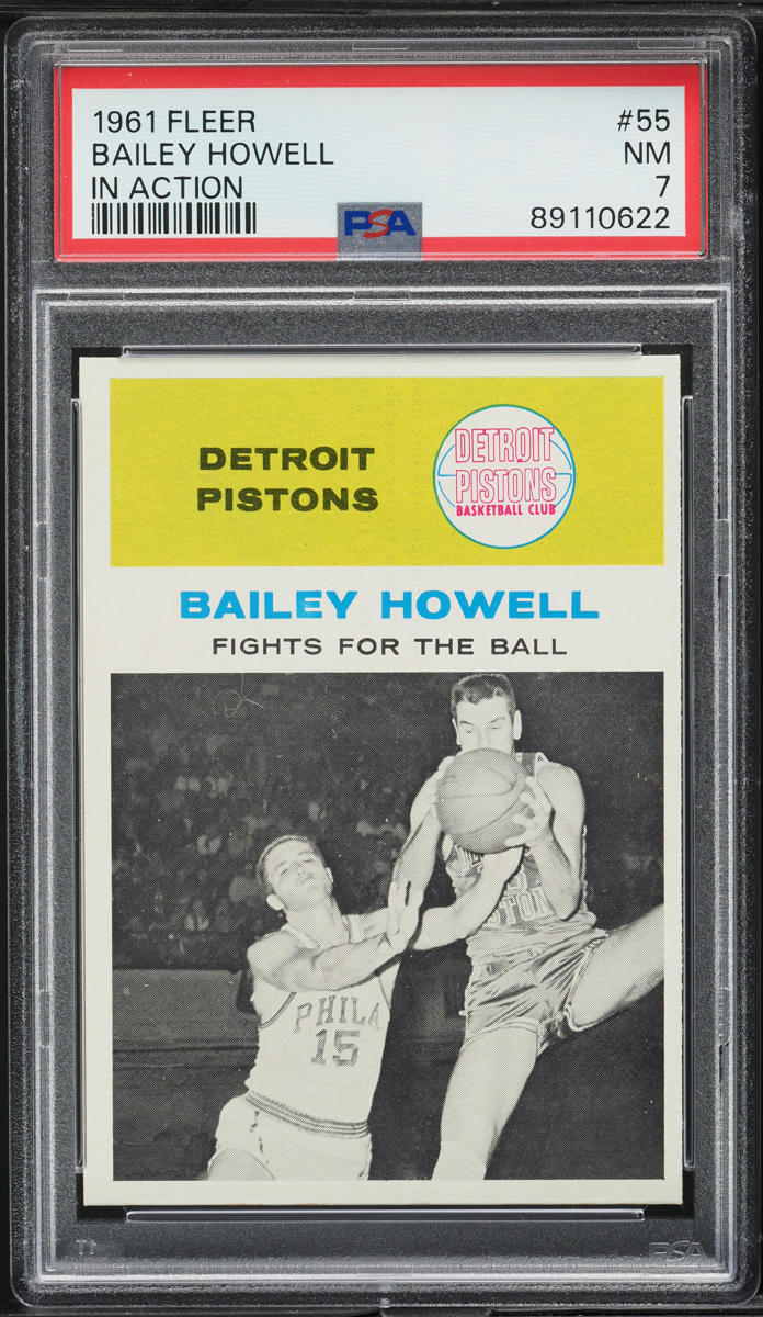 1961 Fleer Basketball Bailey Howell ROOKIE, IN ACTION #55 PSA 7 NRMT