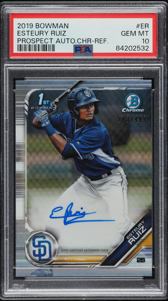 2019 Bowman Chrome Refractor Esteury Ruiz ROOKIE AUTO /499 #ER PSA 10 GEM MINT