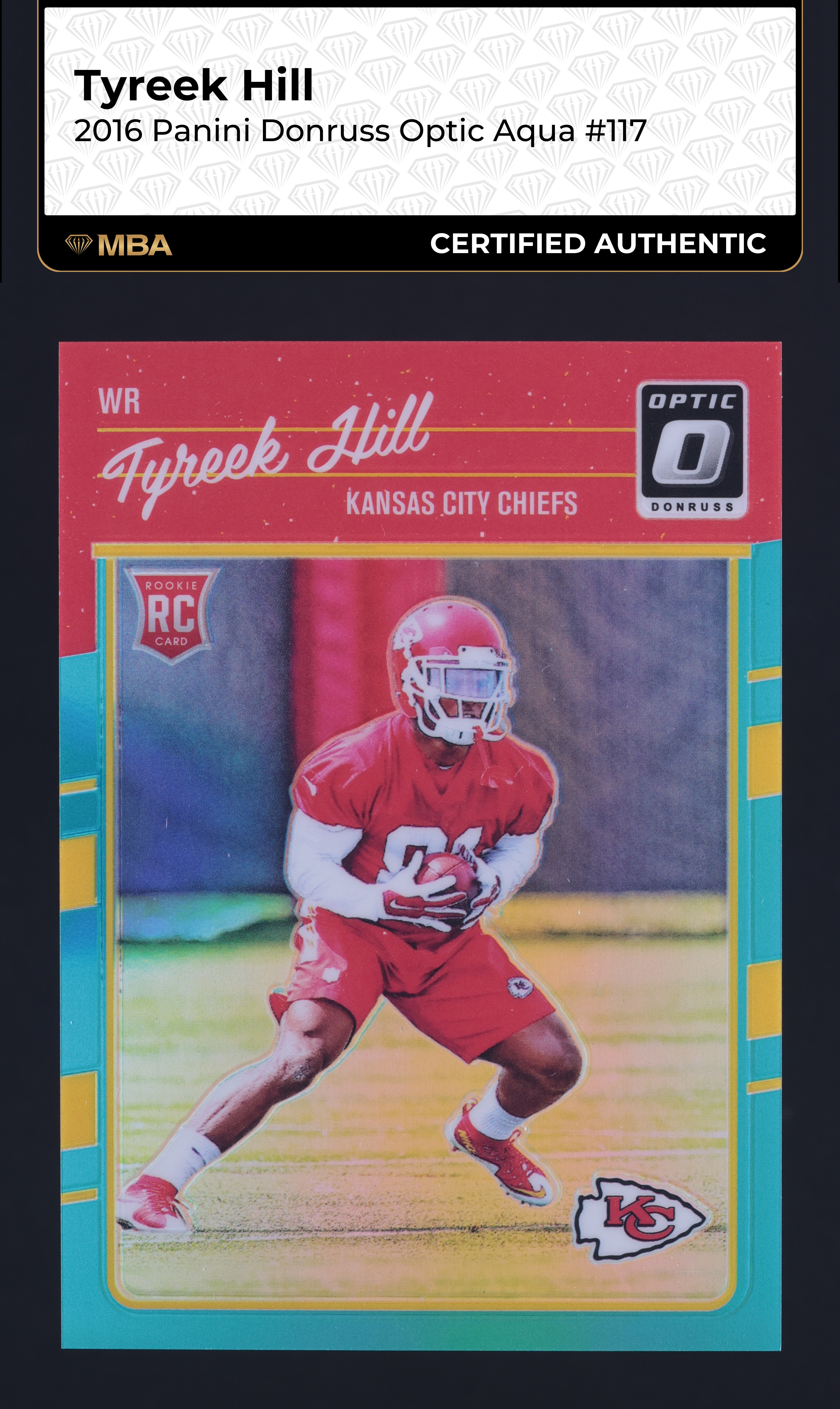 2016 Donruss Optic Aqua Tyreek Hill ROOKIE /299 #117 MBA AUTH