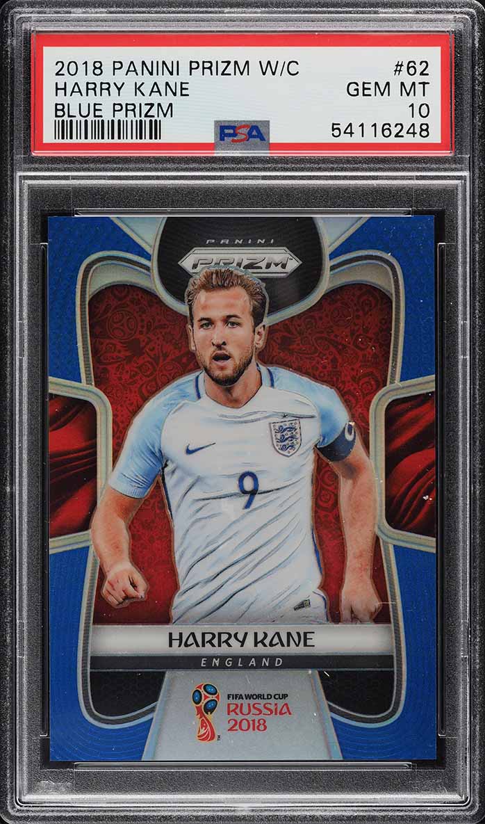 2018 Panini Prizm World Cup Blue Prizms Harry Kane /199 #62 PSA 10 GEM MINT