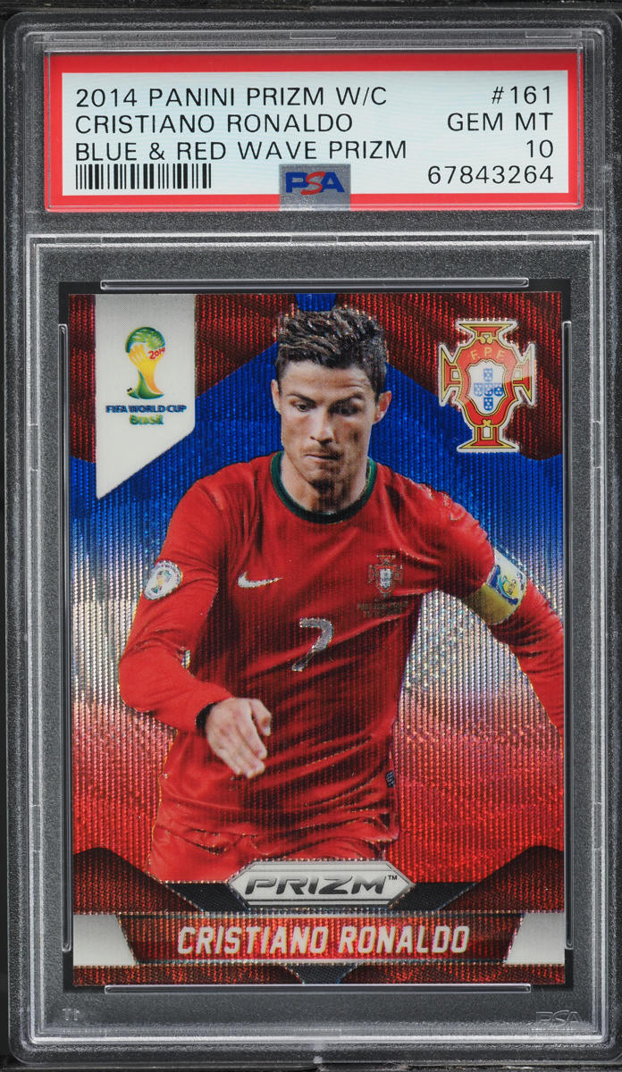 2014 Panini Prizm World Cup Blue Red Wave Cristiano Ronaldo #161 PSA 10 GEM MINT
