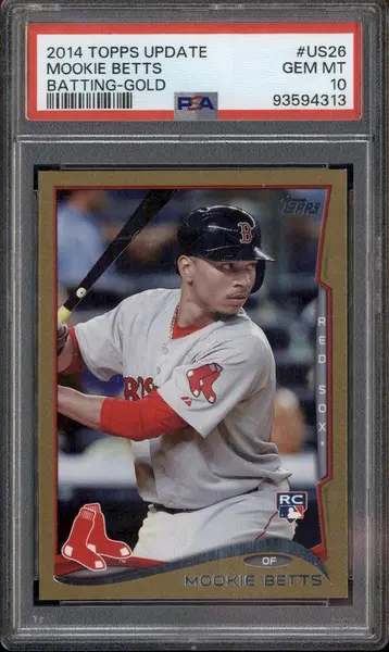 2014 Topps Update Batting Gold #US26 Mookie Betts RC /2014 PSA 10