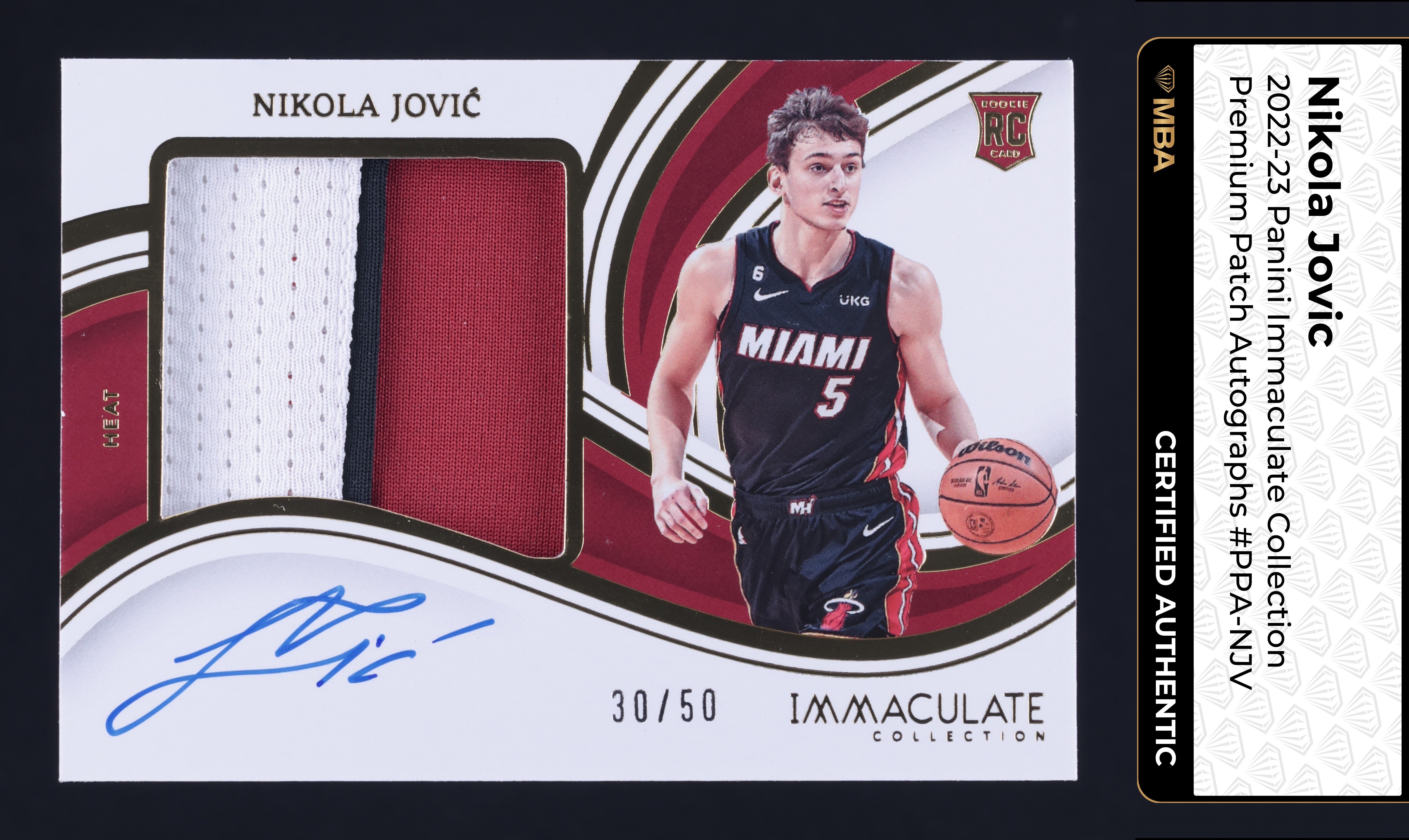 2022 Immaculate Collection Premium Nikola Jovic ROOKIE PATCH AUTO /50 MBA AUTH