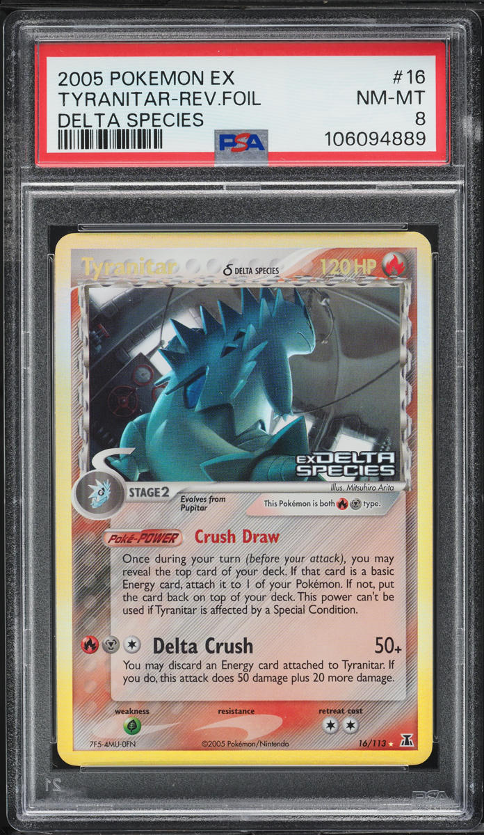 2005 Pokemon EX Delta Species Reverse Holo Tyranitar #16 PSA 8 NM-MT
