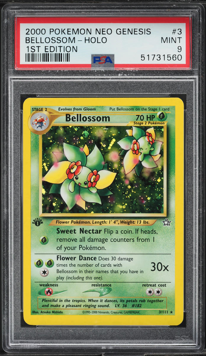 2000 Pokemon Neo Genesis 1st Edition Holo Bellossom #3 PSA 9 MINT