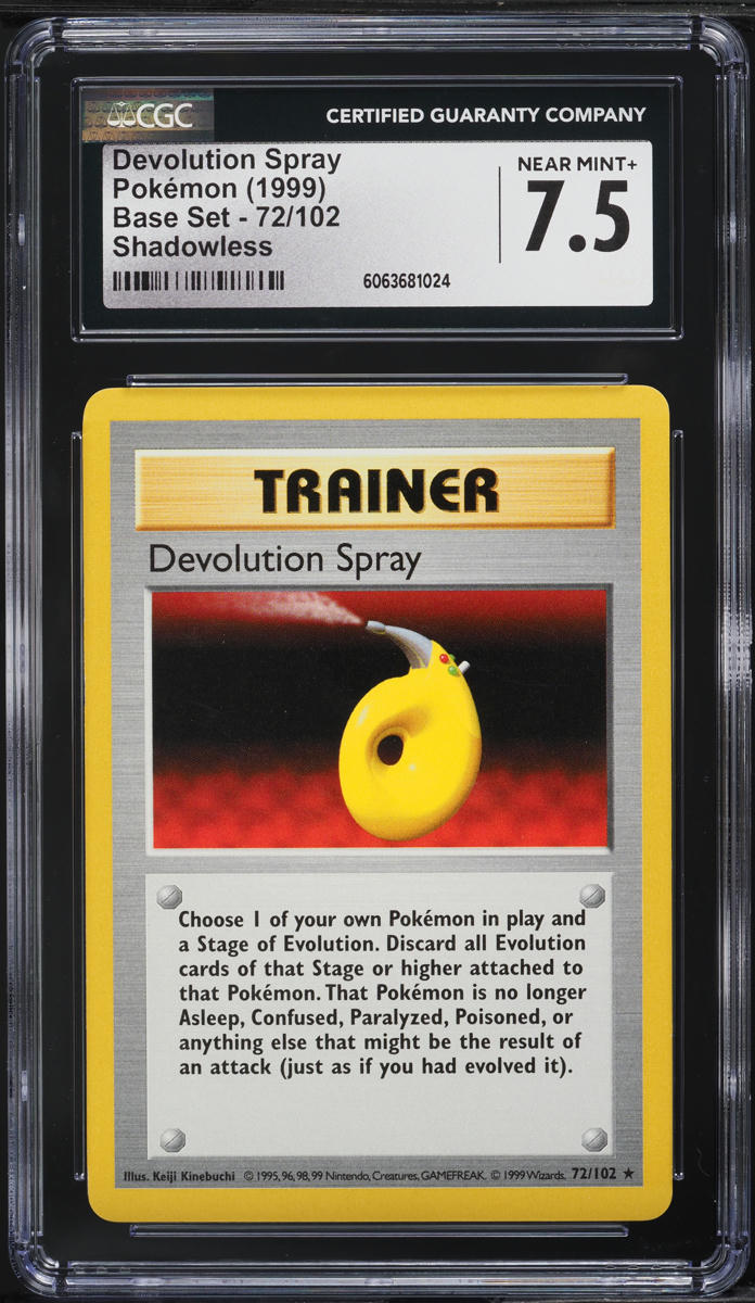 1999 Pokemon Base Set Shadowless Devolution Spray #72 CGC 7.5 NRMT+