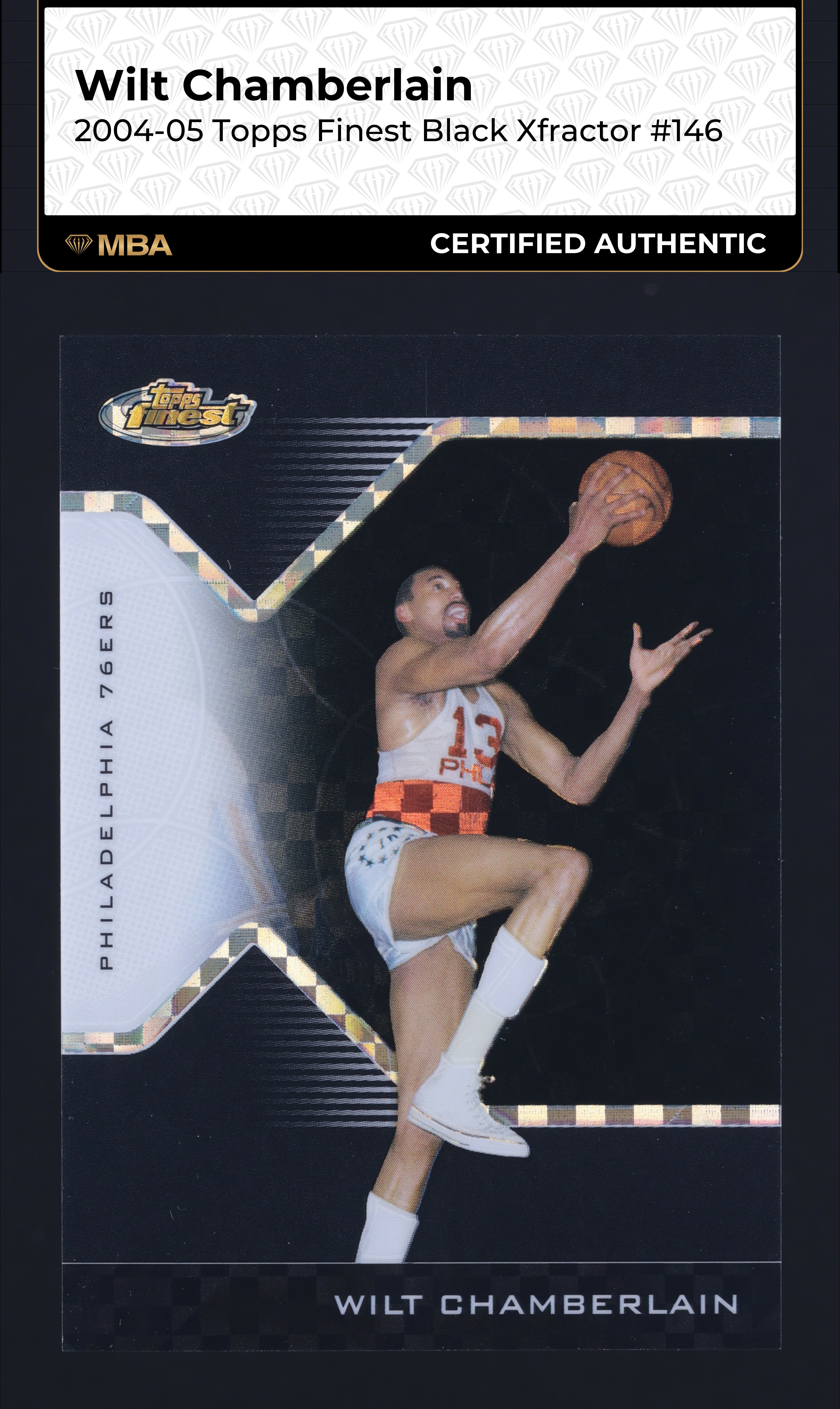 2004 Finest Black Xfractor Wilt Chamberlain /9 #146 MBA AUTH