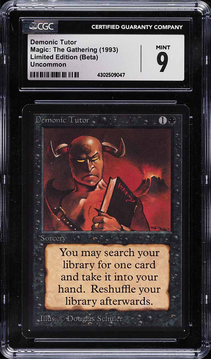 1993 Magic The Gathering MTG Beta Demonic Tutor CGC 9 MINT