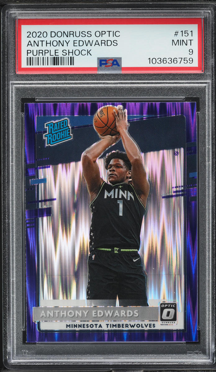 2020 Donruss Optic Purple Shock Anthony Edwards ROOKIE #151 PSA 9 MINT