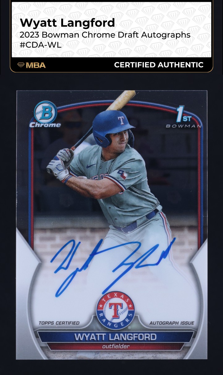 2023 Bowman Chrome Draft Wyatt Langford PROSPECT AUTO #CDA-WL MBA AUTH