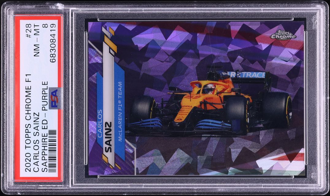 2020 Topps Chrome Formula 1 Sapphire Purple Carlos Sainz 10/10 #28 PSA 8 NM-MT