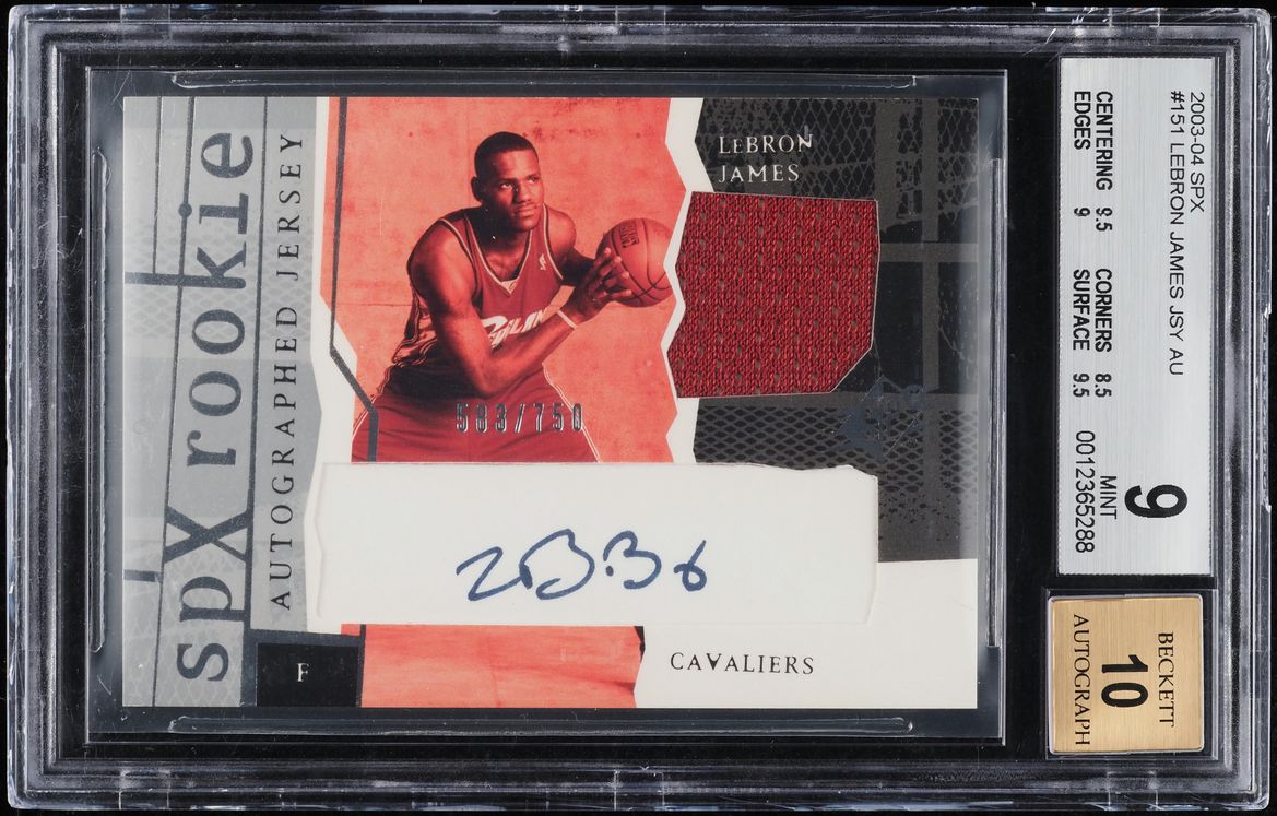2003 SPx Basketball LeBron James ROOKIE PATCH AUTO /750 #151 BGS 9 MINT