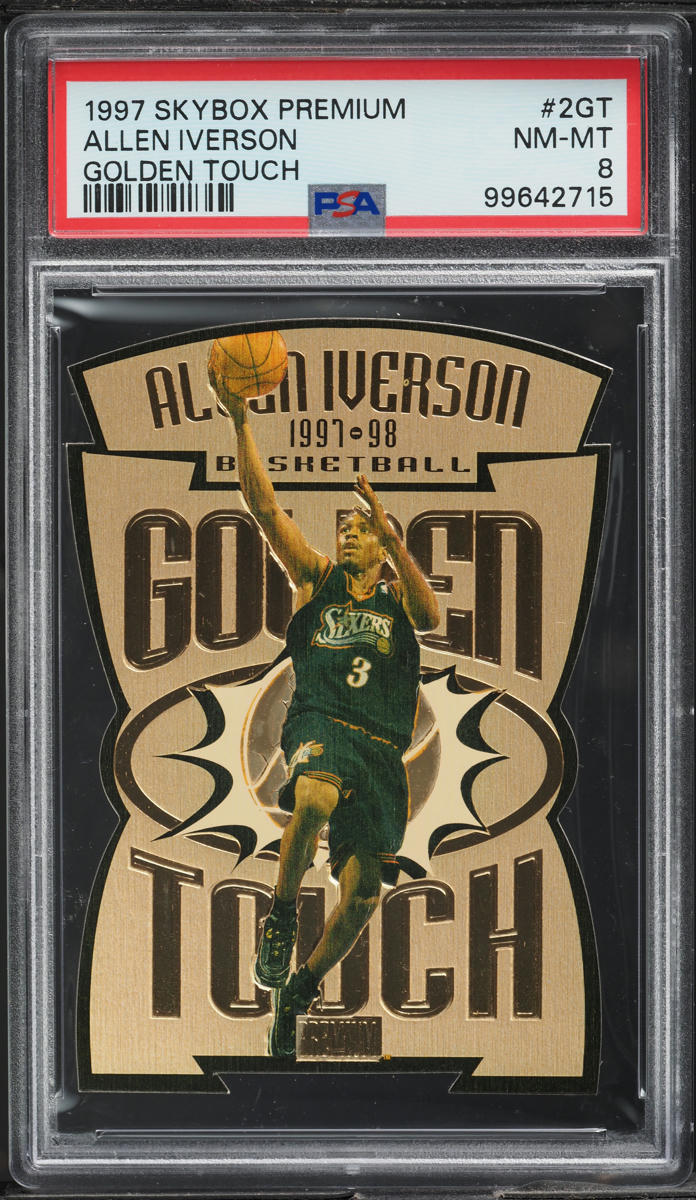 1997 Skybox Premium Golden Touch Die-Cut Allen Iverson #2GT PSA 8 NM-MT