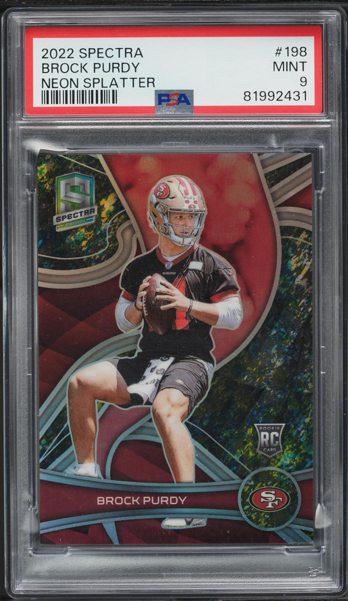 2022 Panini Spectra Neon Splatter Brock Purdy ROOKIE /8 #198 PSA 9 MINT