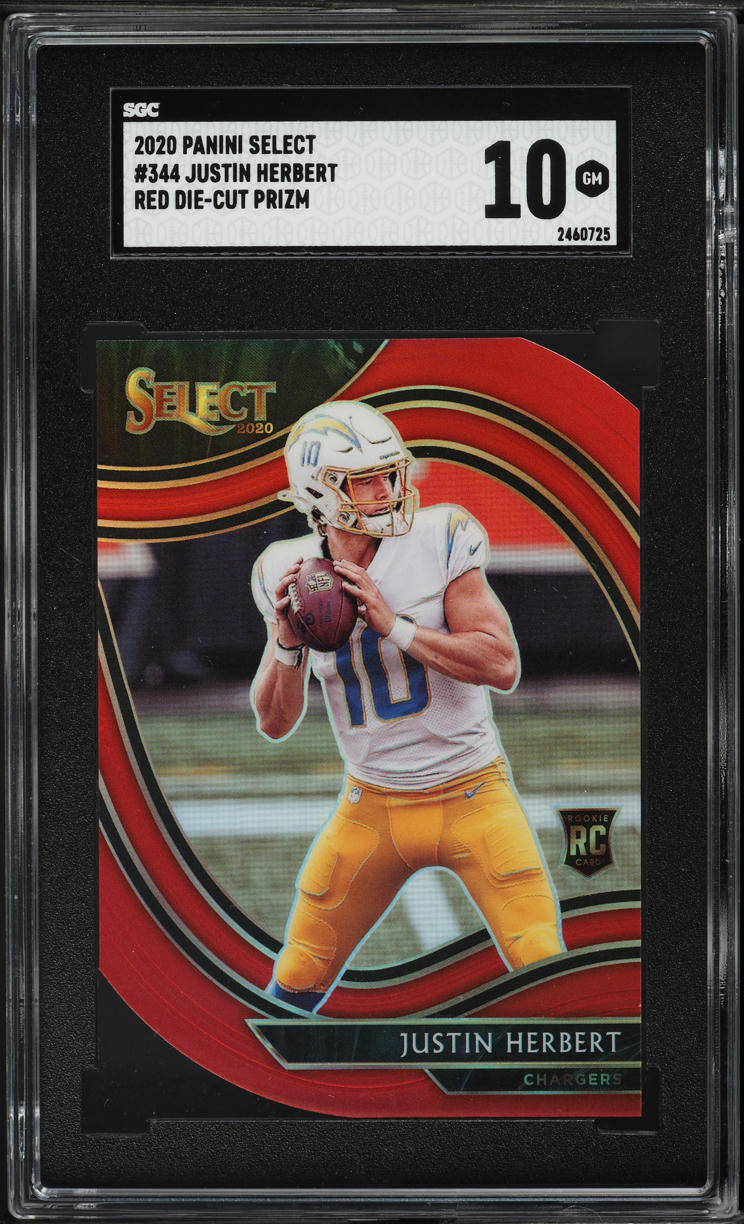 2020 Select Field Level Red Prizm Die-Cut Justin Herbert #344 SGC 10 GEM MINT