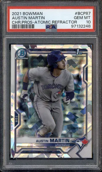 2021 Bowman Chrome Atomic Refractor #BCP87 Austin Martin RC PSA 10