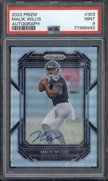 2022 Panini Prizm Autographs Prizm Silver #303 Malik Willis RC Auto PSA 9