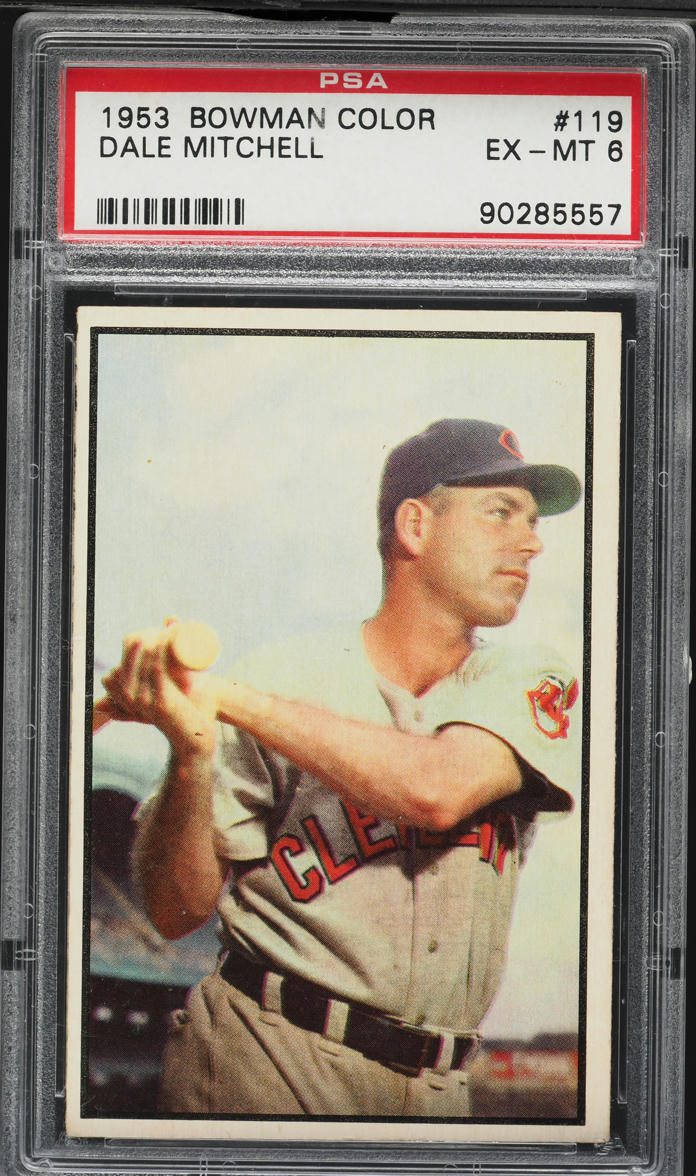 1953 Bowman Color Dale Mitchell #119 PSA 6 EXMT