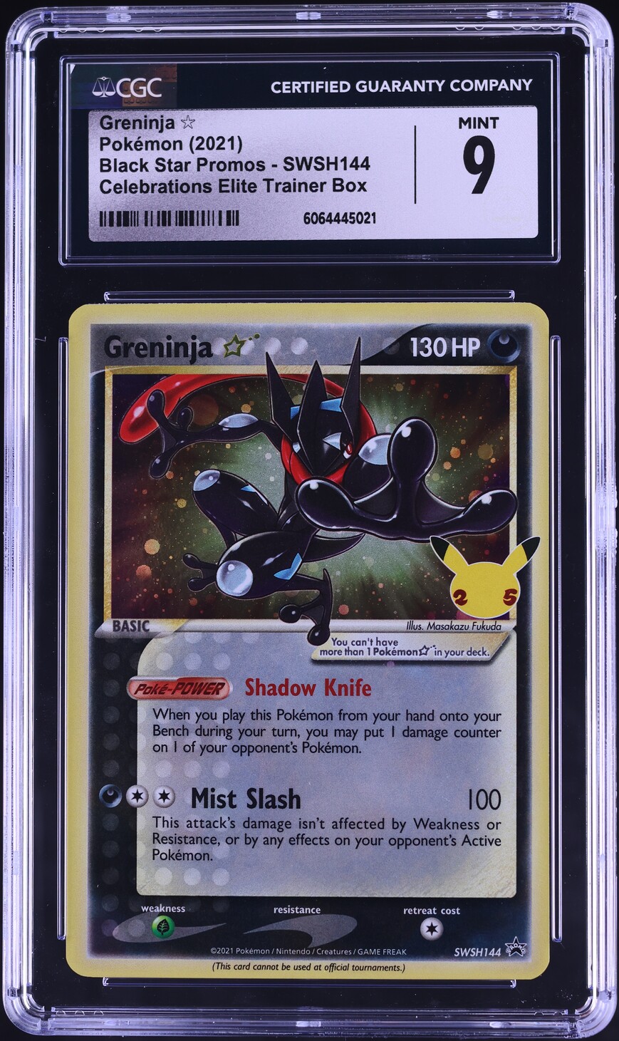 2021 Pokemon SWSH Black Star Promo Celebrations Greninja Gold Star #144 CGC 9