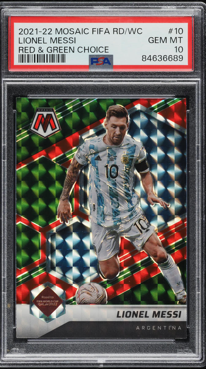 2021 Panini Mosaic Road To World Cup Red & Green Choice Lionel Messi #10 PSA 10