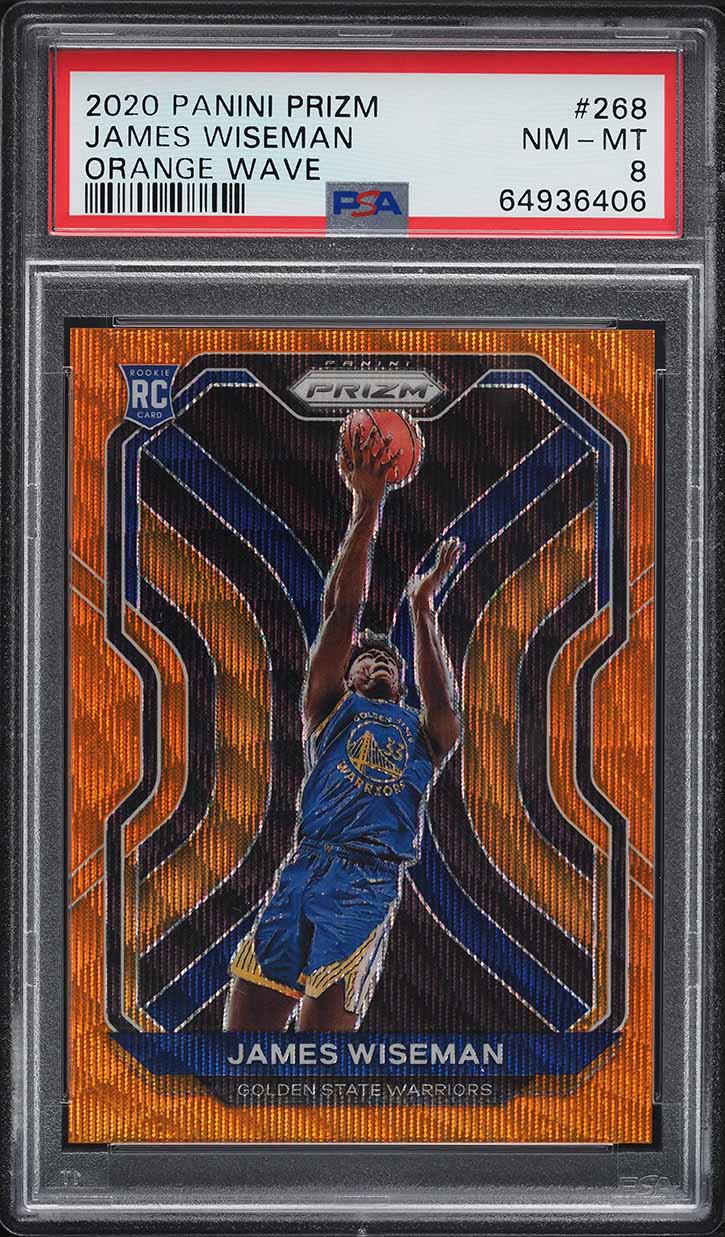 2020 Panini Prizm Orange Wave James Wiseman ROOKIE /60 #268 PSA 8 NM-MT