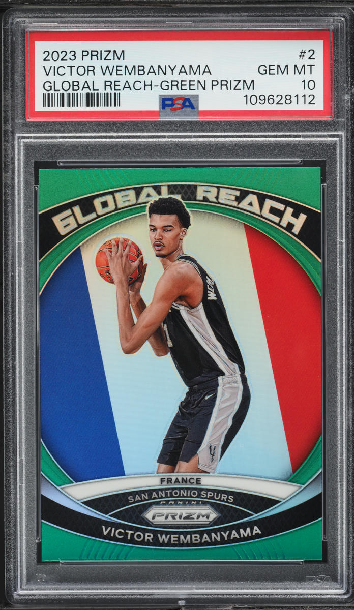 2023 Panini Prizm Global Reach Green Victor Wembanyama ROOKIE #2 PSA 10 GEM MINT