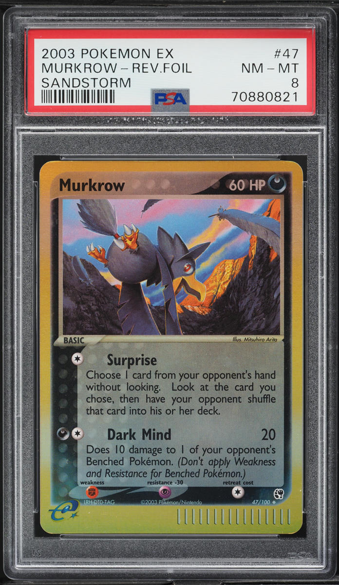 2003 Pokemon EX Sandstorm Reverse Holo Murkrow #47 PSA 8 NM-MT