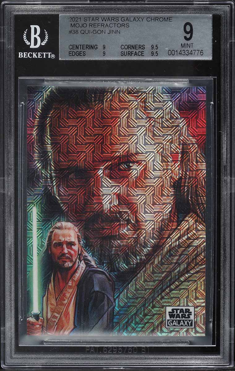 2021 Topps Chrome Star Wars Galaxy Mojo Refractor Qui-Gon Jinn /50 #38 BGS 9