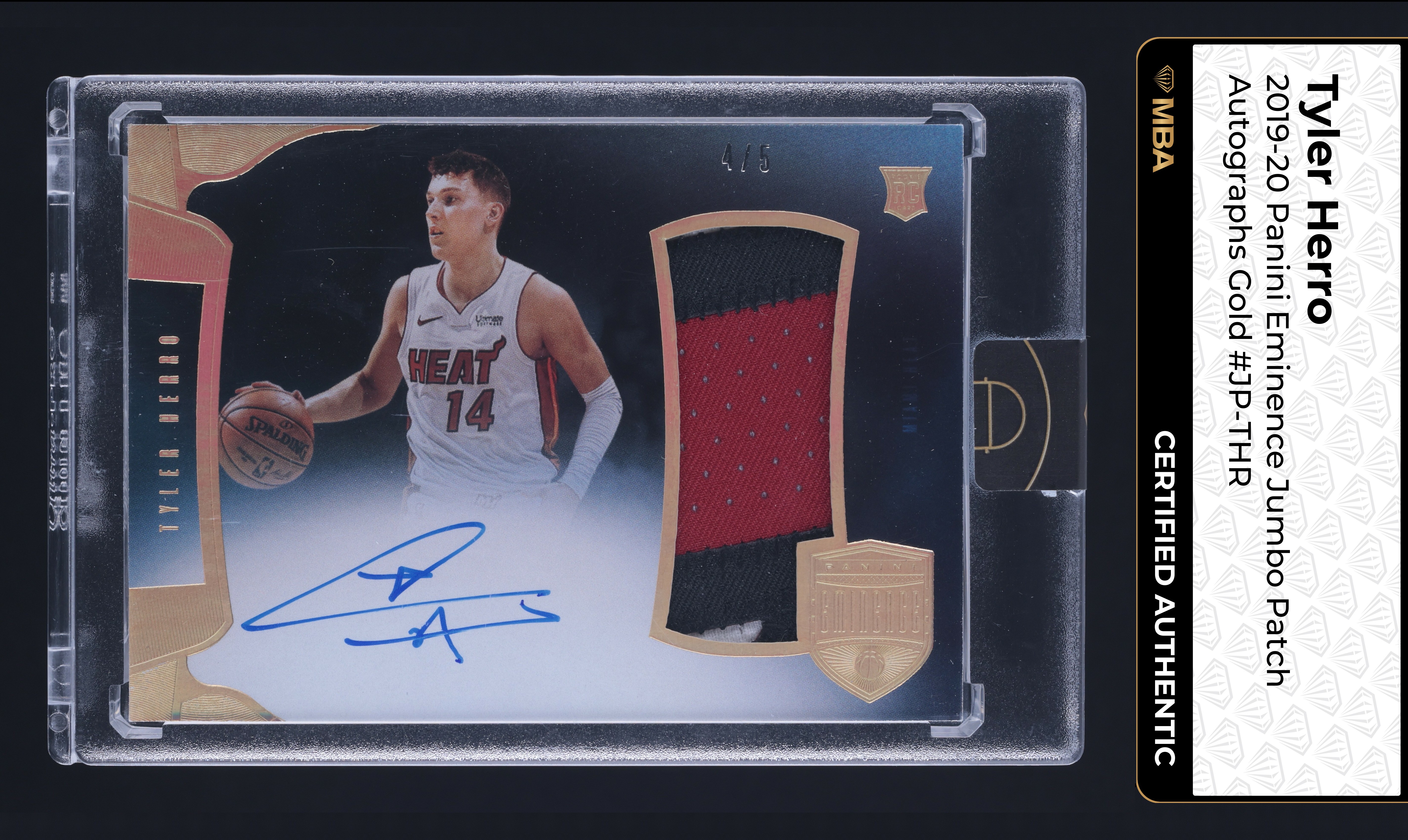 2019 Panini Eminence Jumbo Gold Tyler Herro ROOKIE PATCH AUTO /5 MBA AUTH