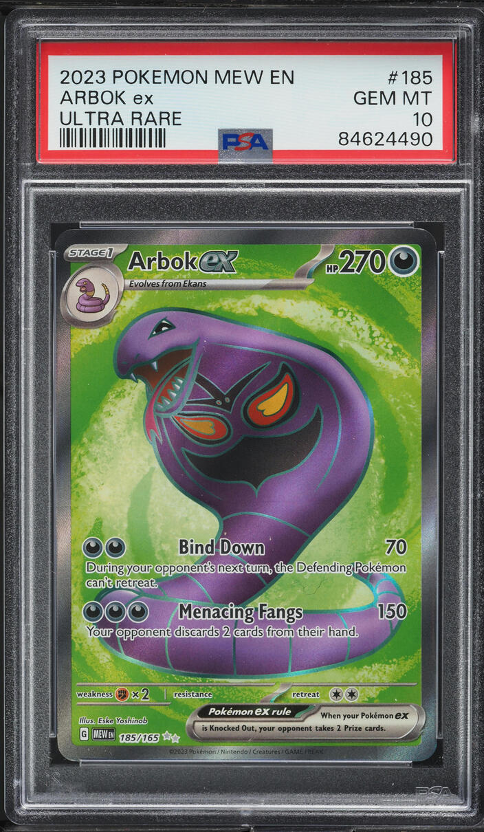 2023 Pokemon Scarlet & Violet 151 Full Art Arbok ex #185 PSA 10 GEM MINT