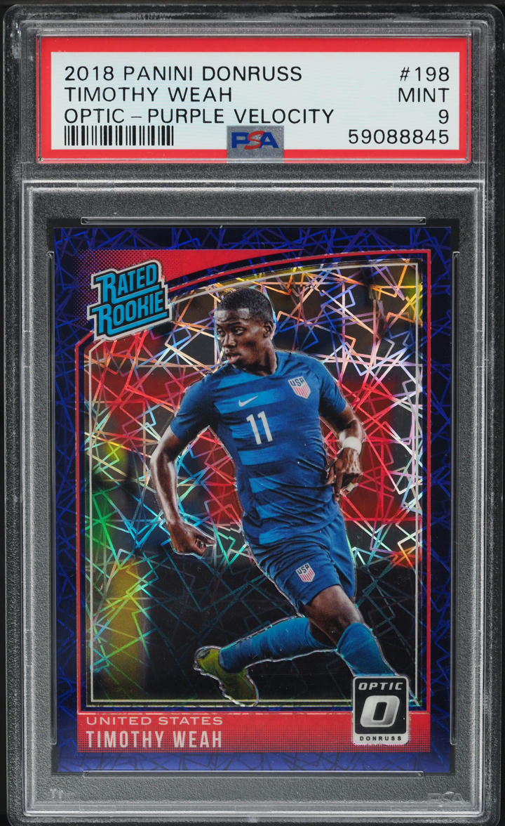 2018 Donruss Optic Purple Velocity Timothy Weah ROOKIE /125 #198 PSA 9 MINT