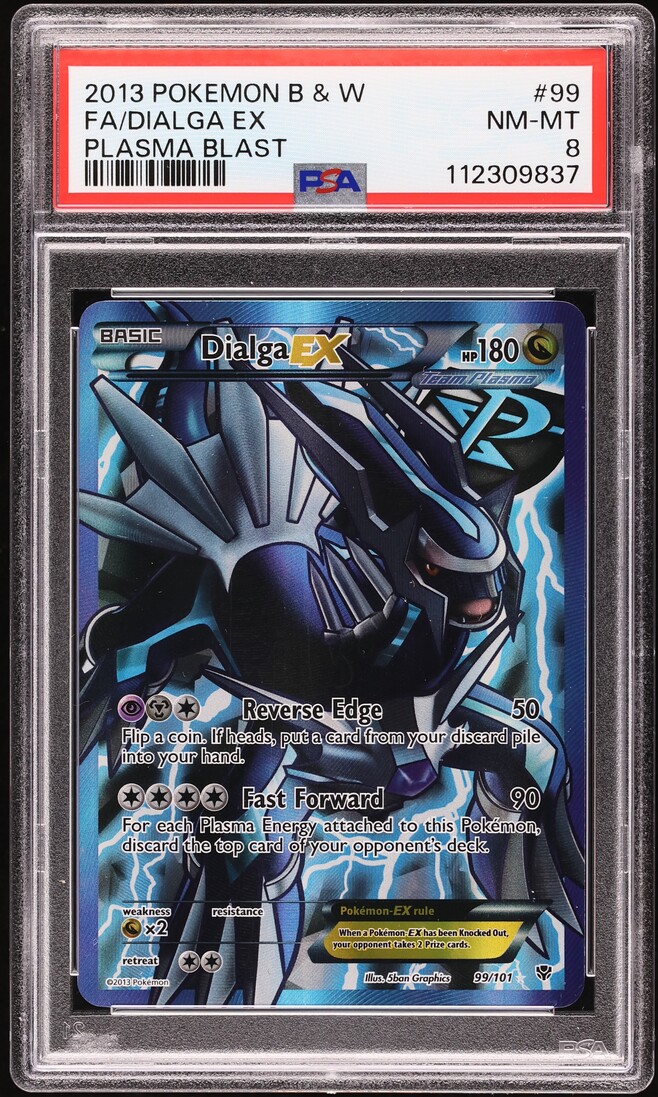 2013 Pokemon Black & White Plasma Blast Full Art Dialga EX #99 PSA 8 NM-MT