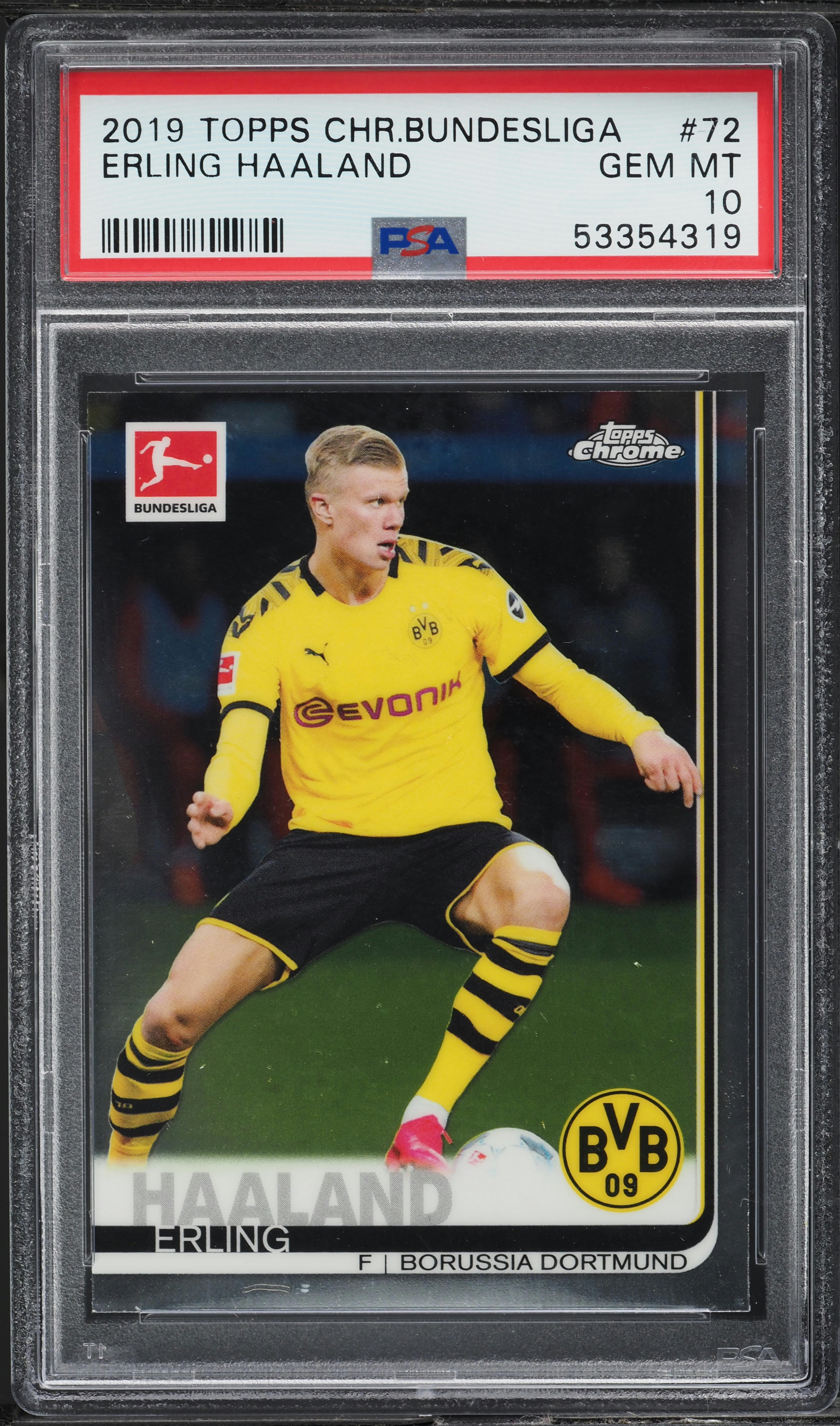 2019 Topps Chrome Bundesliga Erling Haaland ROOKIE #72 PSA 10 GEM MINT