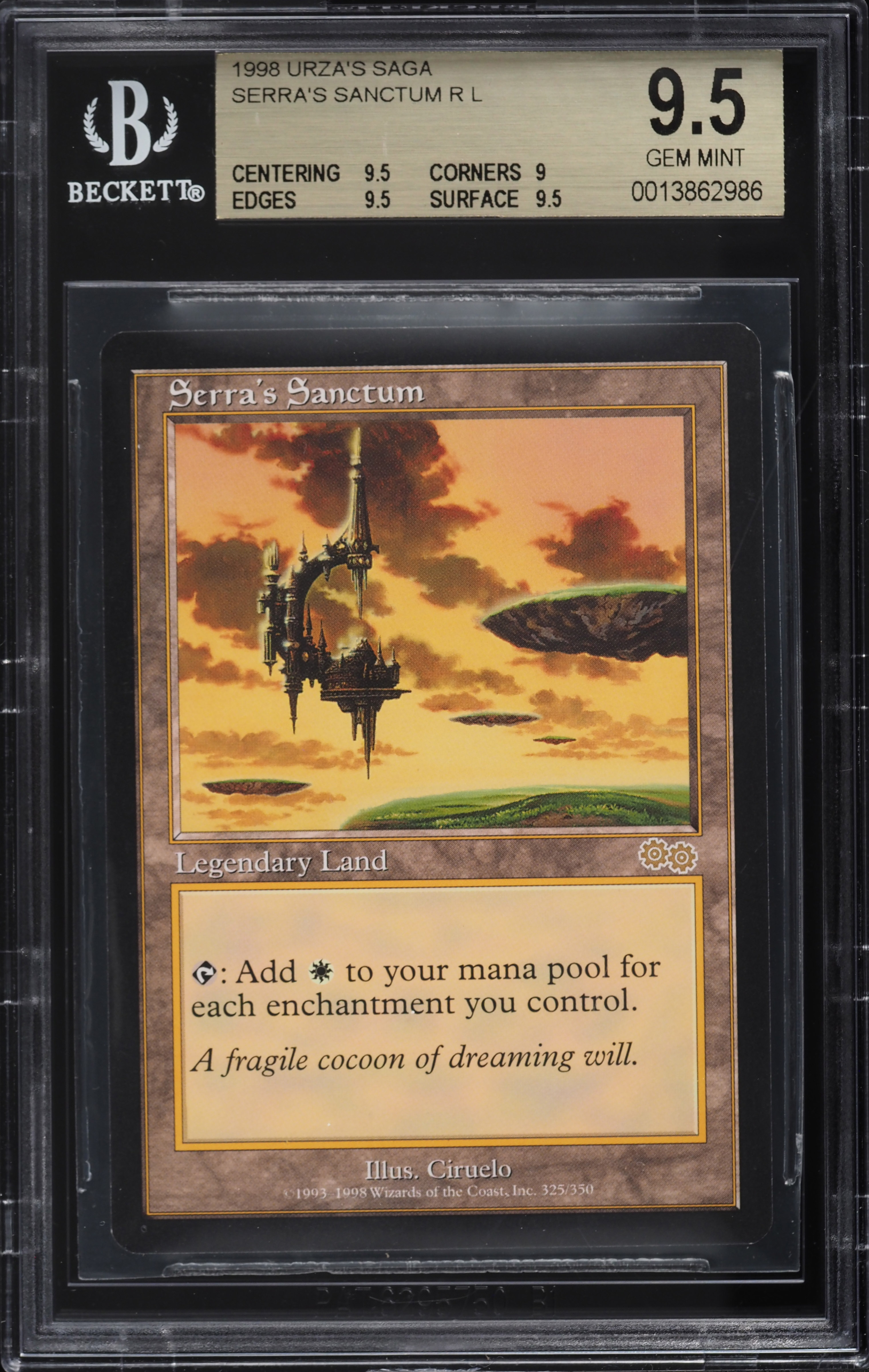 1998 Magic The Gathering MTG Urza's Saga Serra's Sanctum R L #325 BGS 9.5 GEM