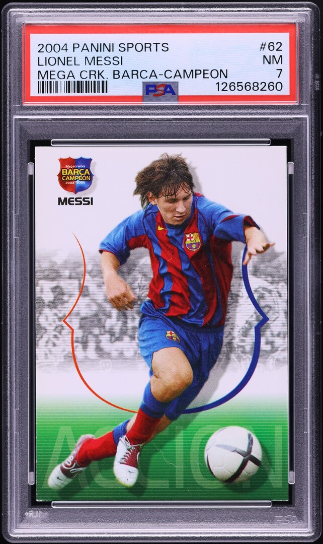 2004 Panini Sports Mega Cracks Barca Campeon Lionel Messi ROOKIE #62 PSA 7 NRMT