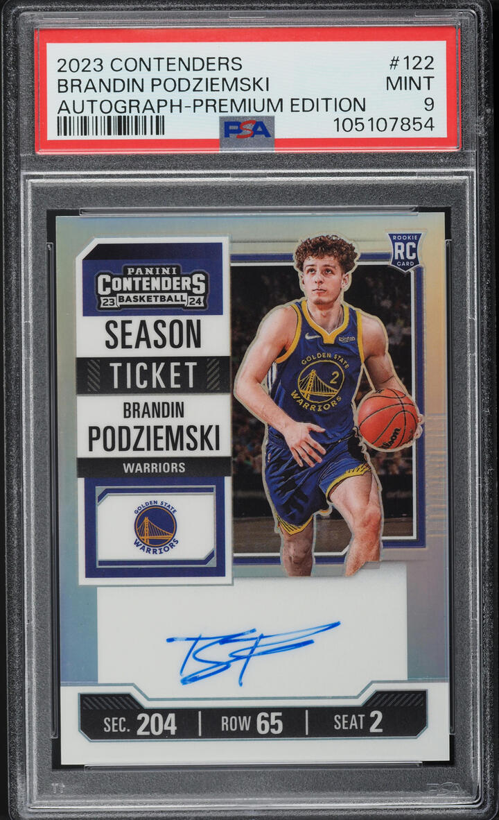 2023 Panini Contenders Premium Edition Brandin Podziemski ROOKIE AUTO #122 PSA 9