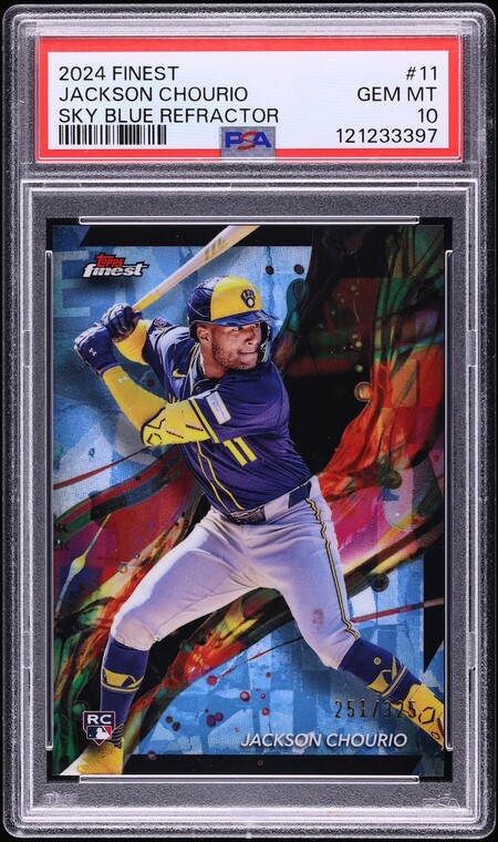 2024 Finest Sky Blue Refractor Jackson Chourio ROOKIE /325 #11 PSA 10 GEM MINT